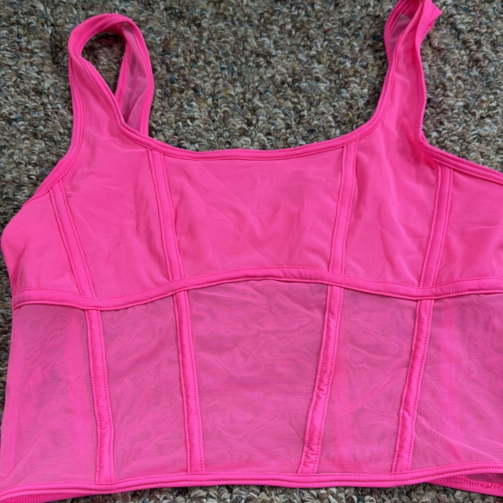 Pink Sheer Mesh Crop Top